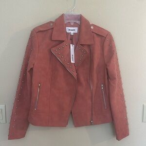 Moto jacket. Silver studs. Zip front pockets. Medium. Color: Terracotta